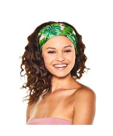 ADAMA Satin Lined Headband  Prevents breakage and Preserves Style  Satin Lined Fashion Printed Headband  Can Be Worn Multiple Ways  Perfect for Day or Night  Machine Washable  Tropical