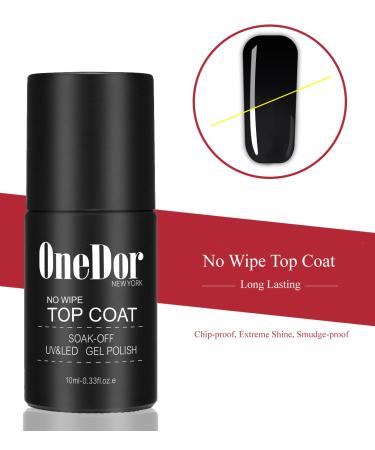 OneDor No Wipe Top Coat Gel Polish - UV/LED Cured Soak Off Nail Polish - 0.33 Fl Oz - Buy Online on GoSupps.com