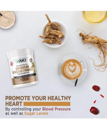 AKI American Ginseng Powder - High-Quality 4% Ginsenosides for Coffee, Smoothies | 1.5 oz (42.5g) Pack of 1 - Buy Online on GoSupps.com
