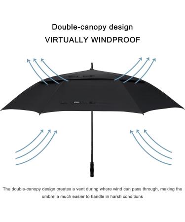 G4Free 72 Inch Large Oversize Golf Umbrella | Automatic Open Double Canopy Windproof Stick Umbrella | 6 Ft Heavy Duty Outdoor Doorman Umbrella | Family Umbrella in Black - Buy Online on GoSupps.com
