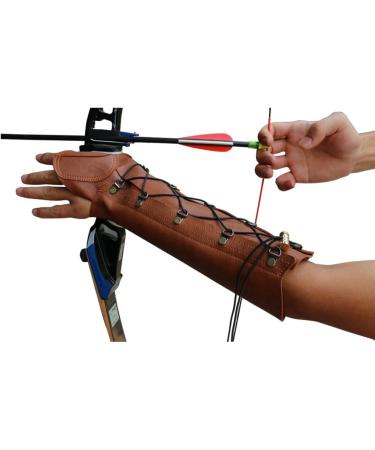 Nachvorn Handmade Brown Leather Arm Guard Bow Shooting Glove - Left Hand - Buy Online on GoSupps.com