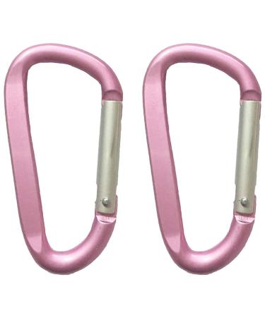 LESHIRY Large Carabiners Keychain 3" Aluminum D Shape Premium Durable D-Ring Carabiner Clip Hook Camping Accessories Snap Link Key Chain Durable Improved Design 2pcs pink