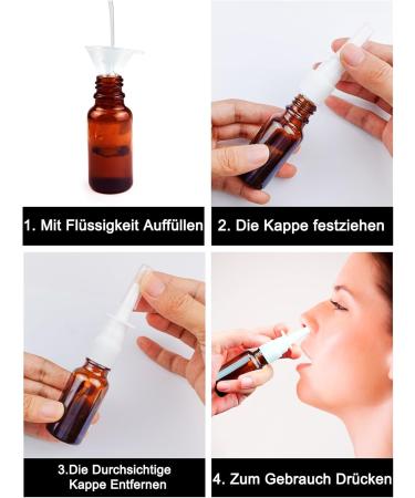 Furuising 6-Pack 20ml Glass Nasal Spray Bottles - Reusable Brown Empty Bottles with Labels & Nozzles for Perfume Essential Oils & Saline Solution - Buy Online on GoSupps.com