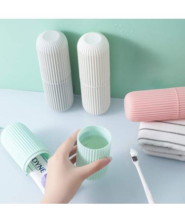 Travel Toothbrush Case Holder - Portable Plastic Toothpaste Storage Cup for Outdoor Trips - Beige - Buy Online on GoSupps.com