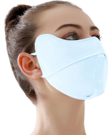 Aizuoni UV Protection Masque | Breathable Ice Silk Face Shield | Reusable Sun Shield Face for Women Sunscreen Masque for Fishing Hiking Cycling blue - Buy Online on GoSupps.com