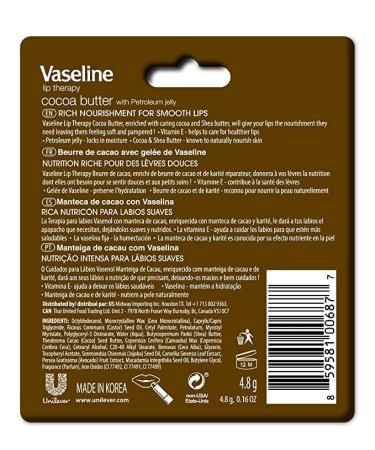 Vaseline Lip Therapy Stick Cocoa Butter Variety Pack - 4 Pack 4.8g | Petroleum Jelly Lip Balm - Buy Online on GoSupps.com