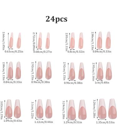 Press On Nails 10 Sheets Color Long Press On Nails With White Edge 12 Size Full Cover Stick On Nails Simple Style False Nails For Women Girls Nail Art Style3 - Buy Online on GoSupps.com