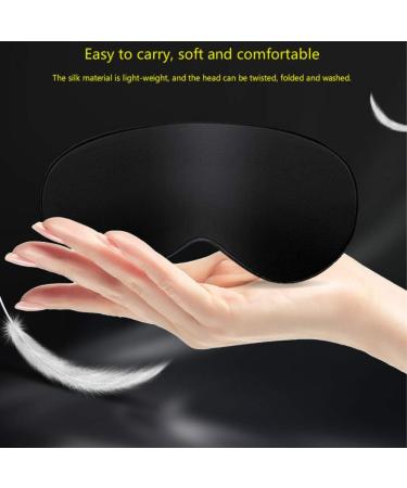 Satin Silk Sleeping Eye Mask with Double-Layer Filling and Elastic Strap - Black - Buy Online on GoSupps.com