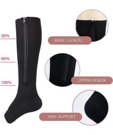 MDRCG Compression Stockings for Men & Women - Class 2 Support Socks with Zipper 20-30 mmHg Open Toe Ideal for Varicose Veins & Edema - Buy Online on GoSupps.com