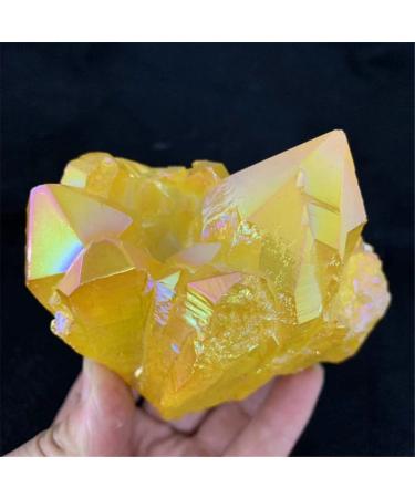 Natural Crystal Rough Natural Rock Crystal Clusters Colorful Angel Aura Electroplated Quartz Minerals Specimen Ornament Home Decorative Stone Flowers Decoration (Size : 300-330g)