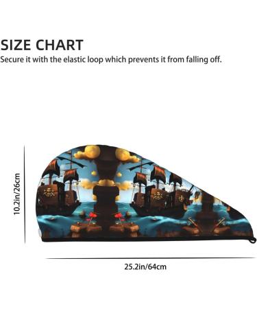 Super Absorbent Cartoon Pirate Ship Hair Cap for Girls | Quick Dry Elastic Wrap for Long Thick Hair - Buy Online on GoSupps.com