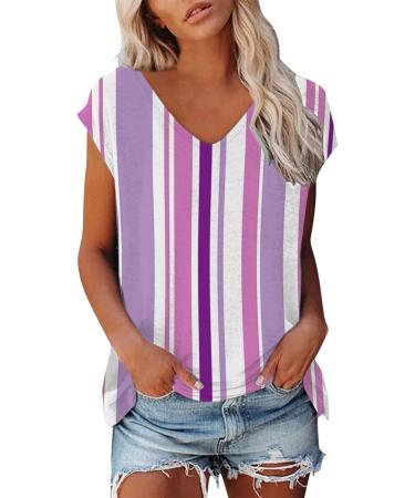Short Sleeve T Shirts Clothing Woman T-Shirt Casual Black Clothing Top Women's Floral Pattern for Women Crop Tops Shirt Shirts Top Women's Summer Tank Top 2-purple XL - Buy Online on GoSupps.com