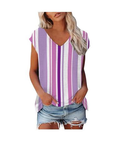 Short Sleeve T Shirts Clothing Woman T-Shirt Casual Black Clothing Top Women's Floral Pattern for Women Crop Tops Shirt Shirts Top Women's Summer Tank Top 2-purple L
