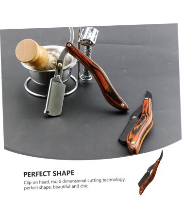 Minkissy Men's Folding Razor Trimmer - 2 Pack of Classic Wooden Facial Tools | Double Blade Bartschneider Shaving Knife 16x3.5cm - Buy Online on GoSupps.com