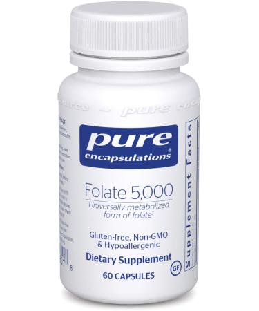 Pure Encapsulations - Folate 5 000 - Activated Vitamin B9 as 5-Methyltetrahydrofolate (5-MTHF) - 60 Capsules