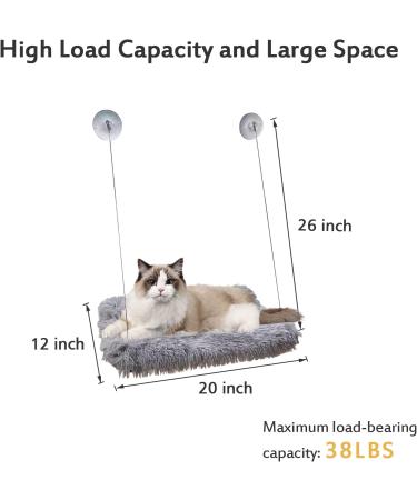 HlinZoom Cat Window Hammock with Fluffy Blanket | Easy to Assemble Cat Perch | Indoor Sunbathe Resting Seat - Light Gray - Buy Online on GoSupps.com
