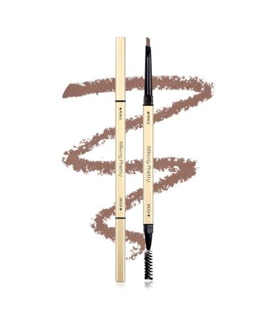 Eyebrow Pencil Smooth and Waterproof 2mm Tip Long-Lasting Eyebrow Pencil Dual Ended with Brow Pencil and Spoolie Brush (Light Brown)