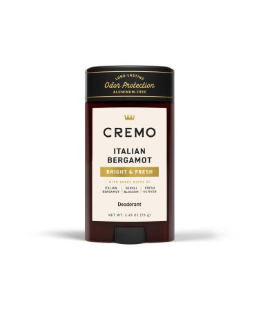 Cremo Italian Bergamot Deodorant for Men 48-hour Odor Protection 2.65oz