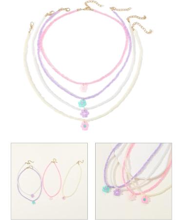 Shop Oralgos 4 Colorful Rocailles Pearl Flower Choker Necklace | Adjustable Handmade Jewelry for Women & Girls - Buy Online on GoSupps.com