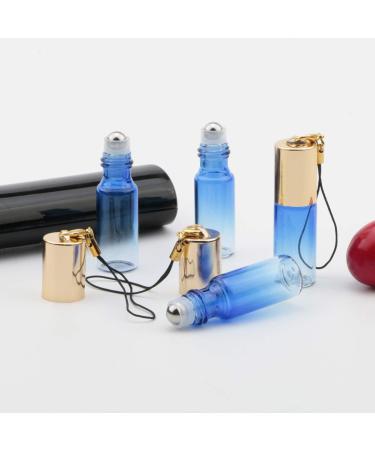 Rowiz 15PCS 5ml Blue Gradient Color Glass Roll on Bottles UV Protection Empty Sample Vial Essential Oil Glass Bottles with Stainless Steel Roller Balls and Golden Screwcap with Buckle - Buy Online on GoSupps.com