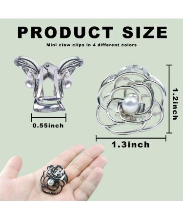 8Pcs Mini Rose Flower Hair Claw Clips for Women and Girls - Metal Hairpin Clips for Thin Hair in Daily Life, Parties, Birthdays, Weddings - Buy Online on GoSupps.com