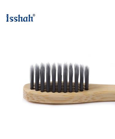 Isshah Biodegradable Eco-Friendly Natural Bamboo Charcoal Toothbrushes - 12 Pack - Buy Online on GoSupps.com