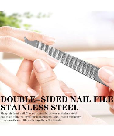 10 Pack Nail File Set Stainless Steel Double Side Nail File Silver Stainless Steel Double-Sided Nail File Trim Manicure Tool for Hand and Foot Care in Nail Salon Silver - Buy Online on GoSupps.com