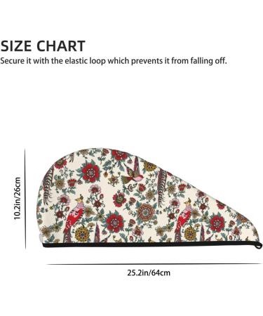 Hair Towel Wrap - Quick-Drying Turban with Button | Dark Enchanted Flowers & Birds Design - Buy Online on GoSupps.com