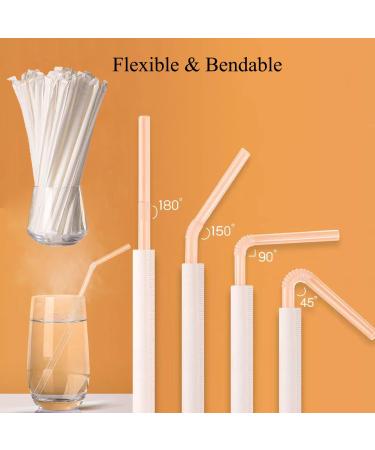 FOREVERIE 500 Counts Plastic Clear Disposable Straws Individually Wrapped Soft Thin Bendy Stretchable Regular 0.24 Inch Diameter 8.27 Inch Length - Buy Online on GoSupps.com