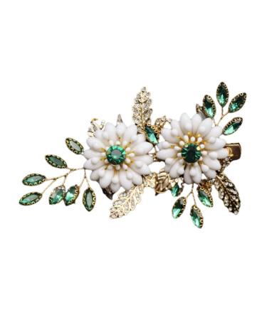 FOMIYES Women Hair Accessories Hair Clip for Thin Hair Girls Hair Clips Bride Hair Clips Hair Clips Decoration Women Hairpin Green Crystal Barrette Hairclips Metal Hair Piece Miss Leaves