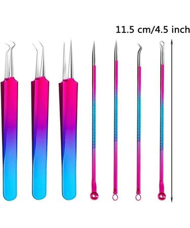 NUOMI 7 Pcs/Set Blackhead Remover Needles Stainless Steel Acne/Pimple/Comedone/Zits Fine Needles Extractor for Face Rose Forehead Cleaning Beauty Crafts with A Hard Shell Case Rainbow - Buy Online on GoSupps.com