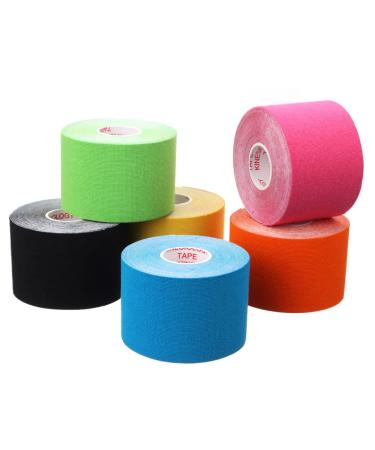 Jabtraxx 6 roll kinesiology tape 5 m x 5 cmtape kinesio muscle support band e -book application examples muscle support elastic strapping band 6er mix set - Buy Online on GoSupps.com
