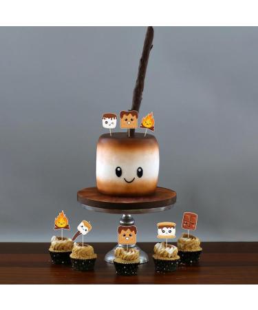 Firefairy S more Cupcake Toppers Happy Camper Birthday Cupcake Toppers S'mores Themed Cake Picks Camping Themed Baby Shower Cupcake Toppers 24Pcs - Buy Online on GoSupps.com