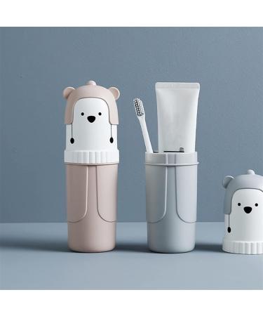 Digjobk Cartoon Bear Toothbrush Mug & Organizer - Grey Mouthwash Cup & Toothpaste Holder for Bathroom Storage - Buy Online on GoSupps.com