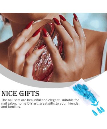 dijiusidy 1 Set Press on Nails Almond Fingernails Stick Solid Color Full Cover Art Decals Salon Supplies DIY Decorations No.9 blue - Buy Online on GoSupps.com
