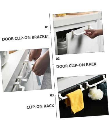 Hoement 3pcs Hook up Over The Door Hanger Towel Rack Clothes Rack Clip Hooks Door Storage Rack Abs White - Buy Online on GoSupps.com