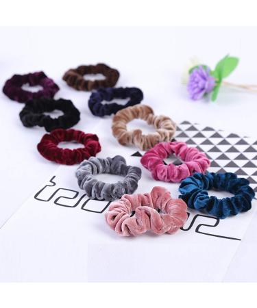 10 Pcs Velvet Scrunchies Set - KINGMAS Elastic Flannelette Hair Bands for Women - Hair Ties and Hair Ropes Accessories - Buy Online on GoSupps.com