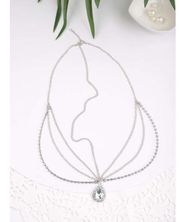 FXmimior Vintage Rhinestone Crystal Head Chain - Silver Boho Halloween Wedding Prom Hair Accessory - Buy Online on GoSupps.com