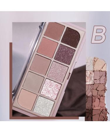 Erinde 10 Color Eyeshadow Palette - Matte Shimmer Glitter | High Pigmented, Ultra-Blendable in Neutral Nude Shades | Includes Brush | Smoke Purple Rose 08 - Buy Online on GoSupps.com