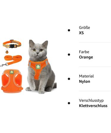 Zhenle Adjustable Reflective Cat Dishes Set with Leash - XS Orange Cat Collar & Bowl Bundle for International Shipping - Buy Online on GoSupps.com