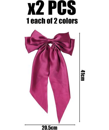 2 Pieces of Large Bow Hair Accessories Women's Bow Hair Clips Silk Long Tail Bow Hair Clips Cheerleading Hair Accessories Bow Crocodile Clips Suitable for Birthdays and Weddings - Buy Online on GoSupps.com