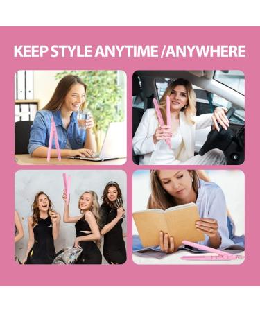 Small Curling Iron for Short Hair | 2 in 1 Mini Hair Straightener & Curler | Tourmaline Ceramic | Pink - Buy Online on GoSupps.com