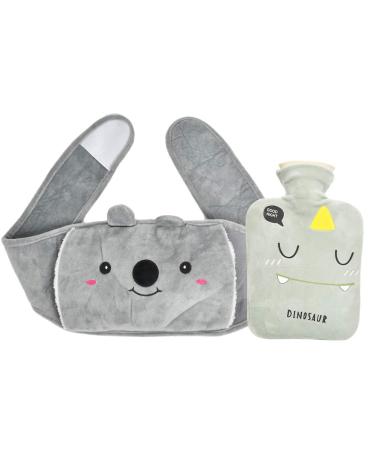 TimesetL heat bottle with cover rubber hot water bottle with soft plush cover hot water bag warm hot water bottle for pain relief for belly back legs gray