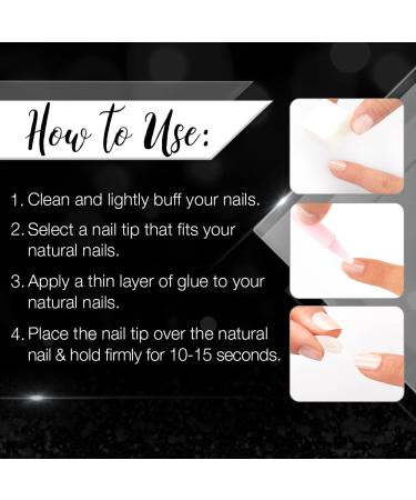 Ardell Nail Addict - Modern French Style | 24 Press-On Artificial Nails with Glue & File | Long Tip Fake Nail Set for Beautiful Fingernails - Buy Online on GoSupps.com