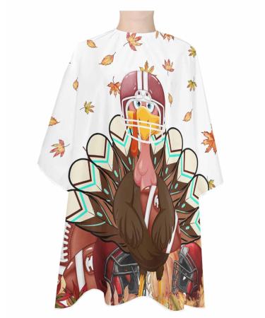 Thanksgiving Turkey Rugby Barber Cape - Salon Hair Cutting Cape for Women Men Kids Adults Autumn Maple Leaf Orange Brown Haircut Cape with Adjustable Elastic Neckline Hairdressing Stylist Accessories 1 piece 55x63 Inch Saddle Brown