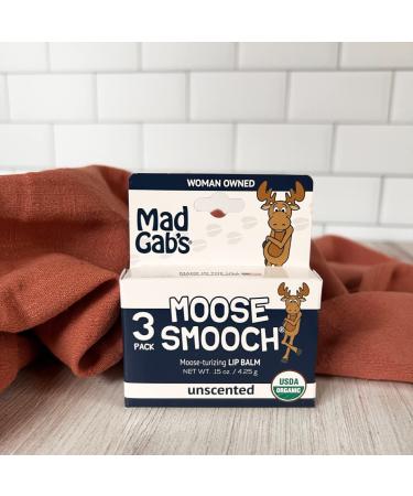 Mad Gab's Moose Smooch Unscented Lip Balm 3pk | Organic Moisturizing Lip Care with Olive Oil & Beeswax - International Shipping Available - Buy Online on GoSupps.com