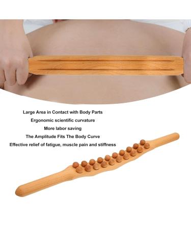 Wooden Massage Roller & Gua Sha Stick | 20 Beads for Muscle Relaxation - Back Stomach & Shoulder Relief - Buy Online on GoSupps.com
