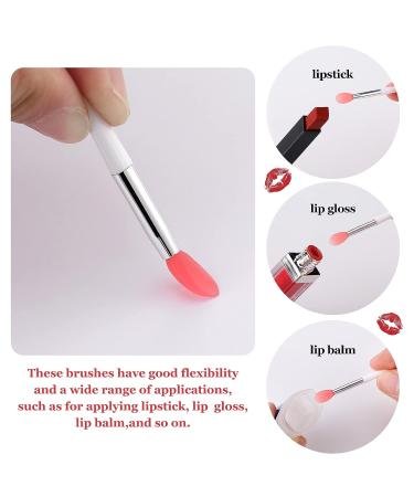 Newtay 20 Pcs Silicone Lip Brush Covers and Brushes for Lipsticks, Lip Gloss, Balm - Pink/White - Buy Online on GoSupps.com