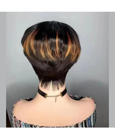 SAEIALL Pixie Cut Wig | Black Brown Short Brazilian Virgin Human Hair | Layered Mushroom Wigs for Black Women | Natural Wavy Glueless Wig (1B30) - Buy Online on GoSupps.com