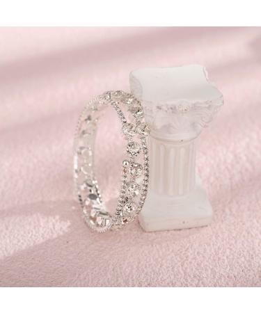 Dainty Xerling Full Crystal Multi Row Bracelets for Women - Rhinestone Hand Chain Jewelry for Girls Prom Wedding - Type C-Silver - Buy Online on GoSupps.com